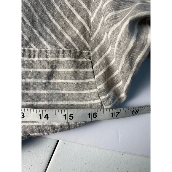 Jones New York Gray White Striped 100% Linen Asymmetrical Tunic Size Medium - Picture 4 of 7